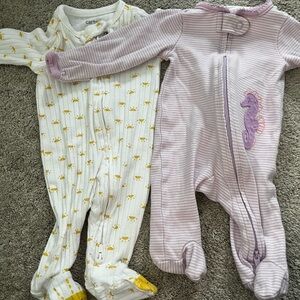 Carter's White and Lavender Footies - Newborn - Baby